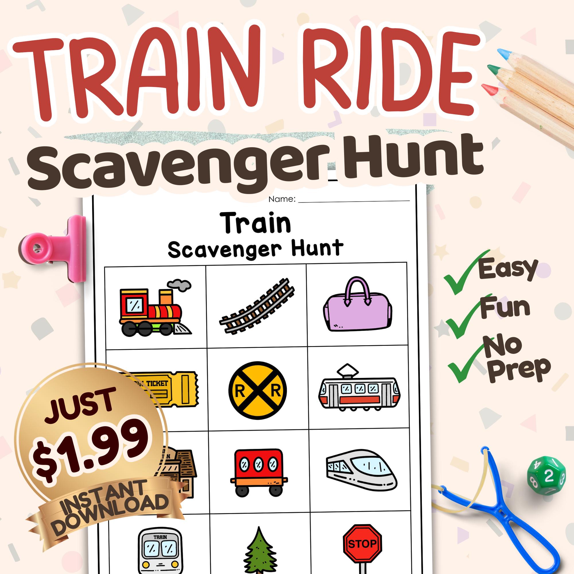 Train Ride Easy Scavenger Hunt Printable | Kids Activity | No Prep Game ...