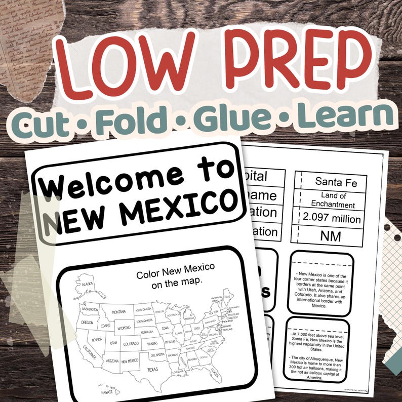 New Mexico State Lapbook: Printable Geography and History Notebook ...