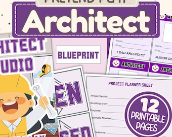Architect Pretend Play for Kids | STEM Building Activity | Dramatic Play Design Studio | Printable Blueprint Kit