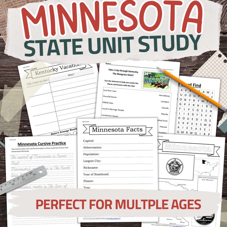 Minnesota State Worksheet Pack: Printable Geography and History Unit ...