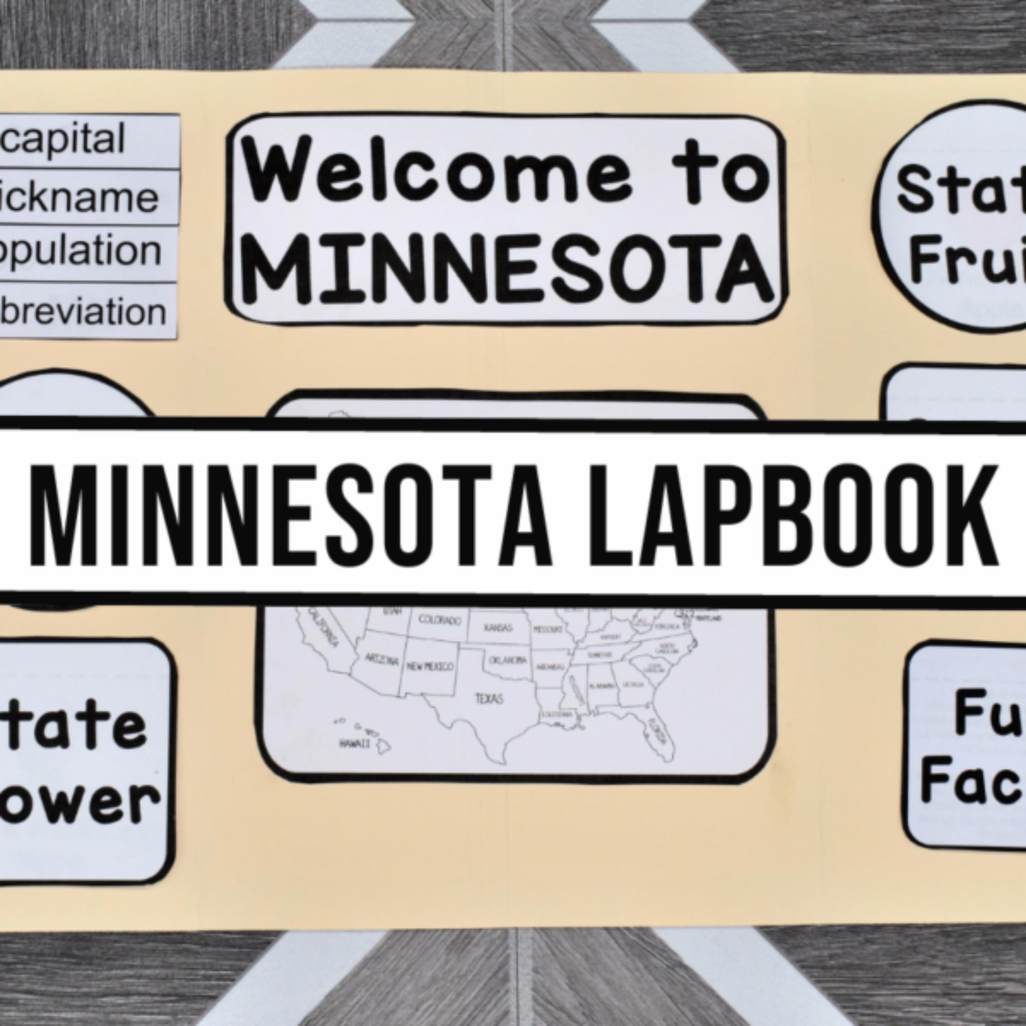 Minnesota State Lapbook: Printable Geography and History Notebook Pages ...