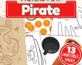 Jeu de simulation de pirate pour enfants | Coffret de jeu dramatique aventure pirate | Kit de jeu de rôle chasse au trésor à imprimer | Activité de jeu imaginative pour les enfants