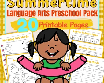 Summer Learning Kit | Preschool Worksheets Language Arts Printable Activities