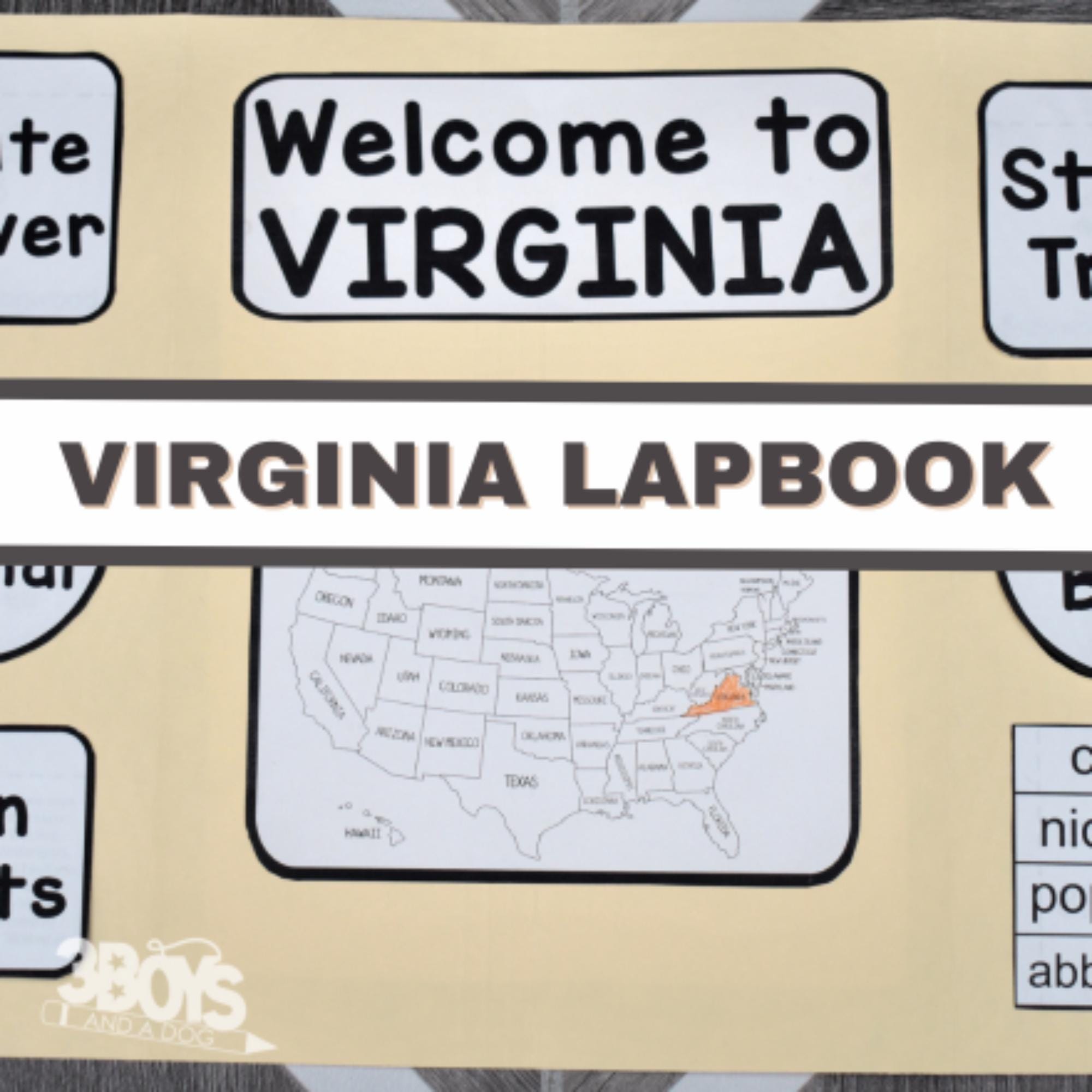 Virginia State Lapbook: Printable Geography and History Notebook Pages ...