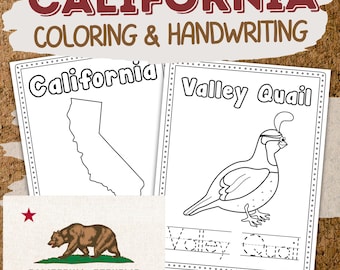 California Preschool Worksheets | State Symbols PreK Kindergarten Social Studies | Coloring & Handwriting