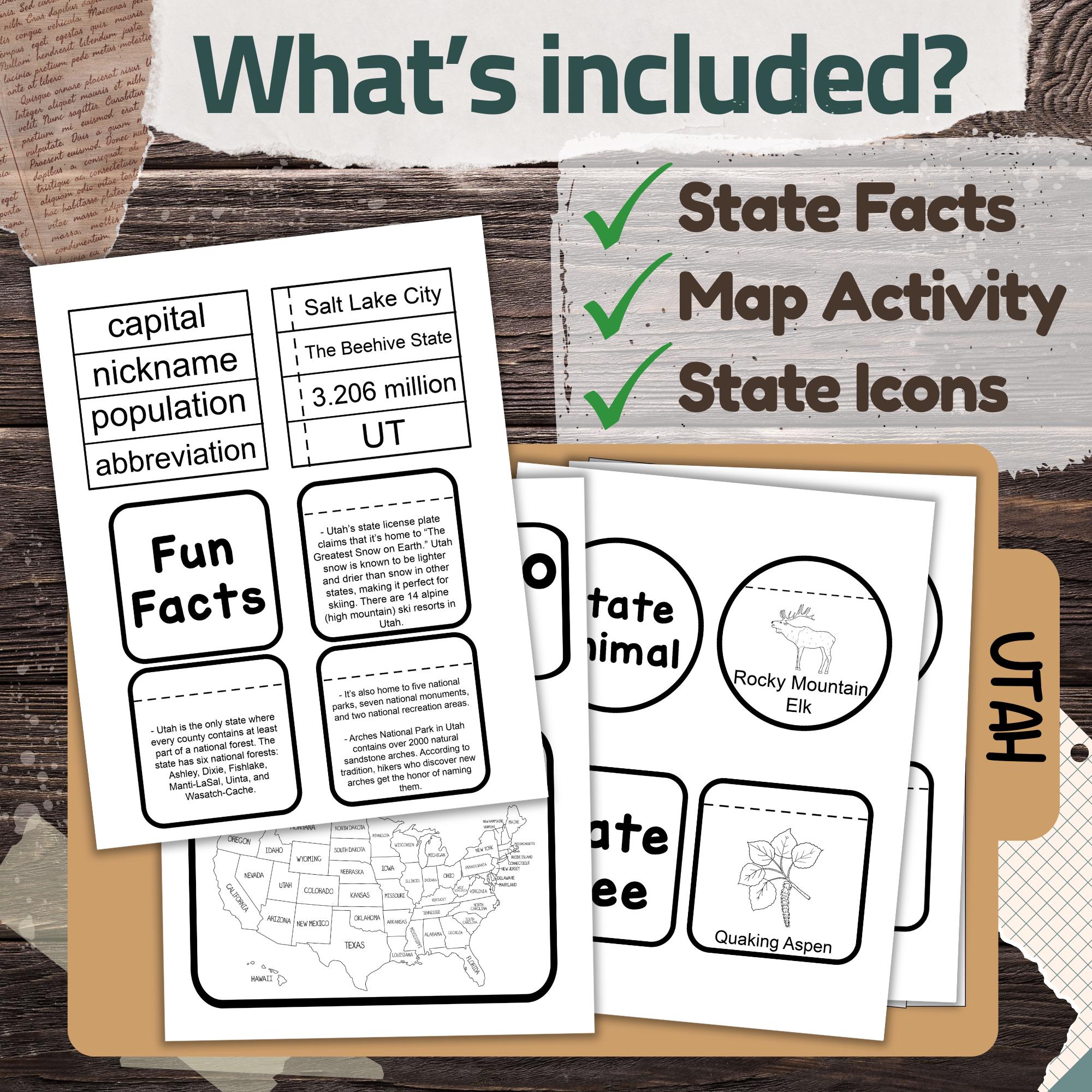 Utah State Lapbook: Printable Geography and History Notebook Pages Pack ...