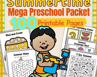 Preschool Worksheets Summer Pack: 100-Page PDF Printable, Educational Activities