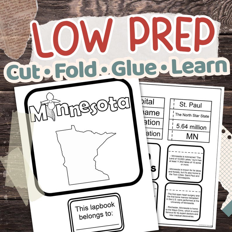 Minnesota State Lapbook: Printable Geography and History Notebook Pages ...