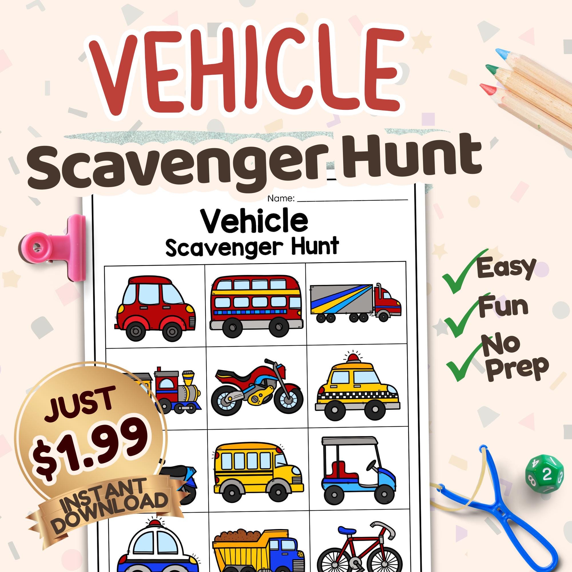 Train Ride Easy Scavenger Hunt Printable | Kids Activity | No Prep Game ...