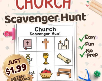 Church Easy Scavenger Hunt Printable | Kids Activity | No Prep Game