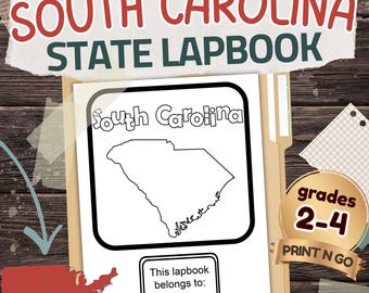 South Carolina State Lapbook: Printable Geography and History Notebook Pages Pack