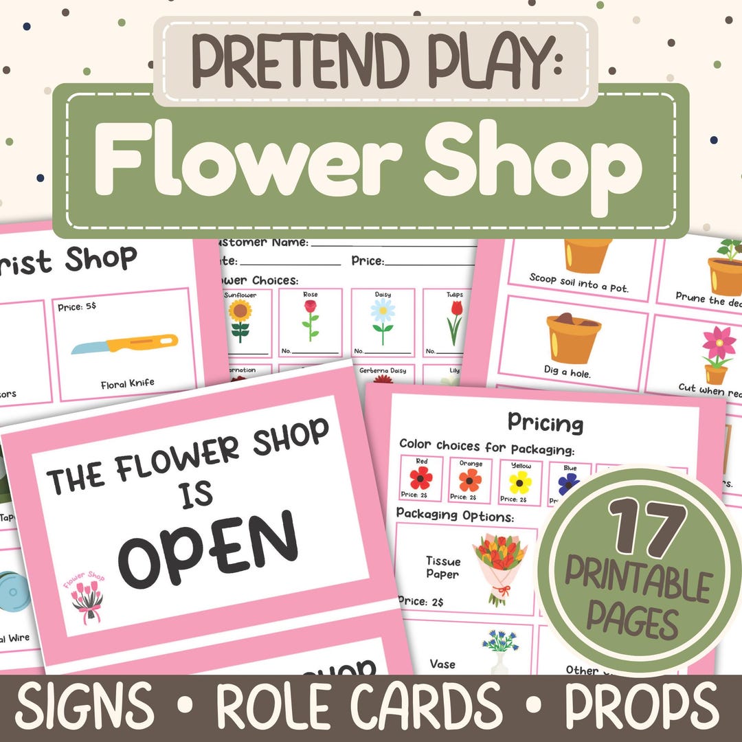 Pretend Flower Shop Play Set for Kids | Dramatic Play Florist Activity ...
