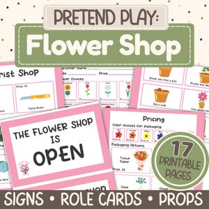 Pretend Flower Shop Play Set for Kids | Dramatic Play Florist Activity | Printable Small Business Play