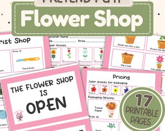 Pretend Blumenladen Spielset für Kinder | Dramatisches Stück Floristenaktivität | Druckbare kleine Business Play