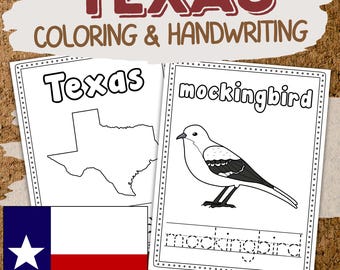 Texas Preschool Worksheets | State Symbols PreK Kindergarten Social Studies | Coloring & Handwriting