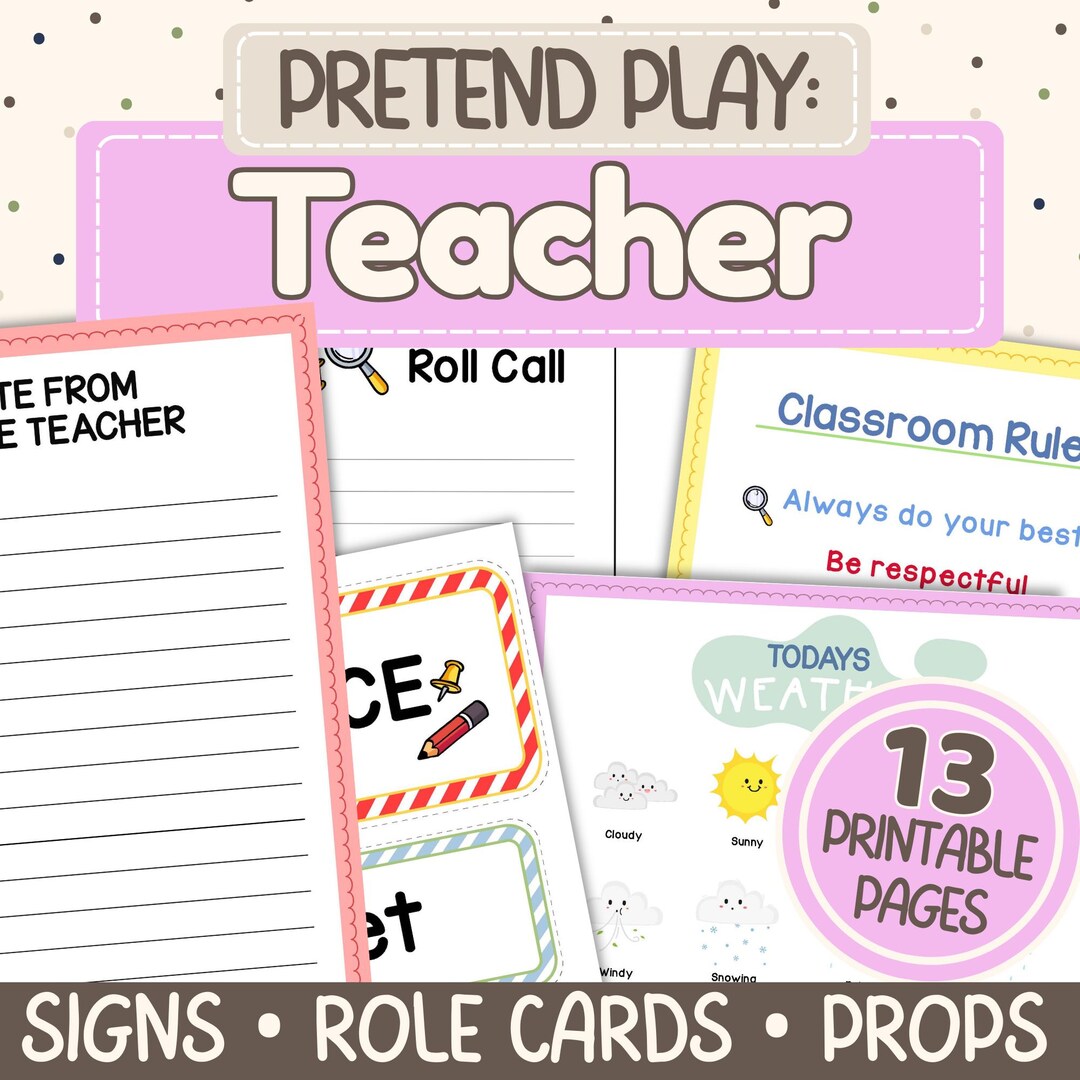 Teacher Pretend Play Set for Kids | Dramatic Play Classroom Activity