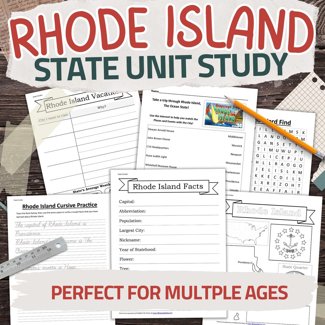Rhode Island State Worksheet Pack: Printable Geography and History Unit ...