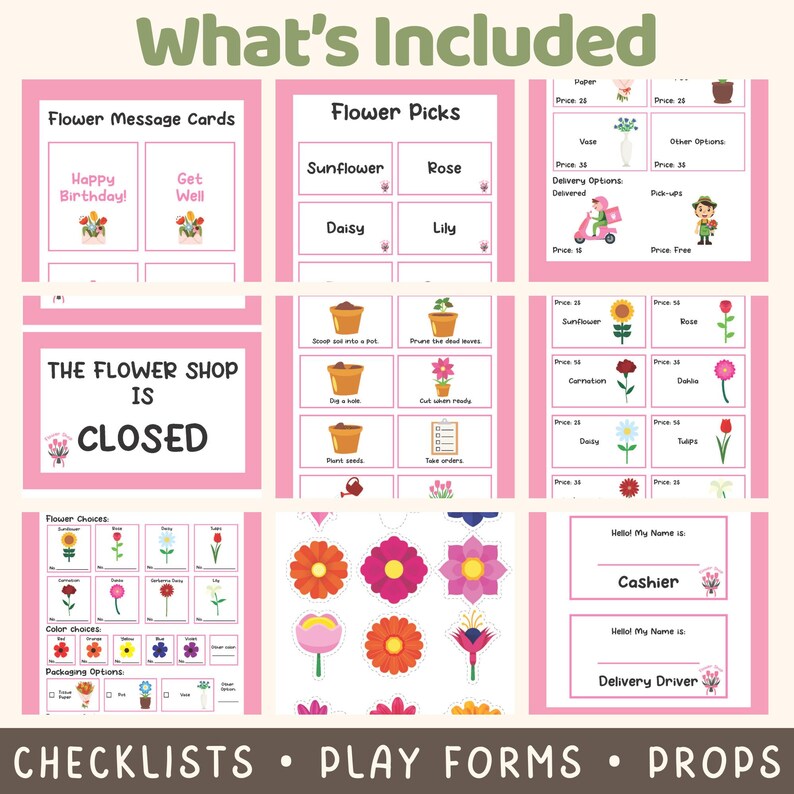 Pretend Flower Shop Play Set for Kids | Dramatic Play Florist Activity ...