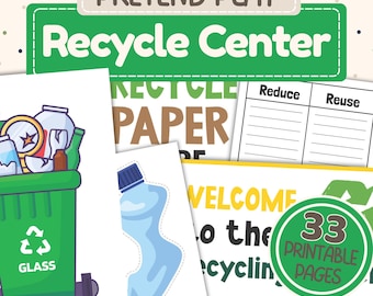 Set di gioco di ruolo sul riciclo per bambini / Attività di gioco di ruolo "Riduci, Riutilizza, Ricicla" / Pacchetto stampabile per giochi di ruolo