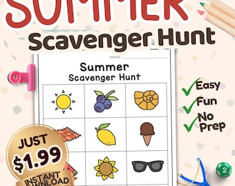 Summer Time Hunt | Kids Printable Scavenger Game (PDF Download)