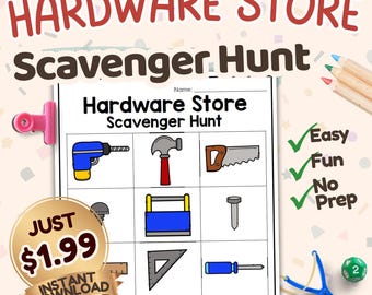 Hardware Store Easy Scavenger Hunt Printable | Kids Activity | No Prep Game