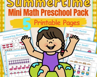 Summer Math Packet, Preschool Counting Sheets, Number Tracing Pages, Fun Activity Printables for Kids, Early Learning PDF Workbook
