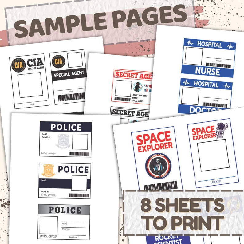 ID Pretend Play Cards & Licenses for Kids | Community Helpers Dramatic ...