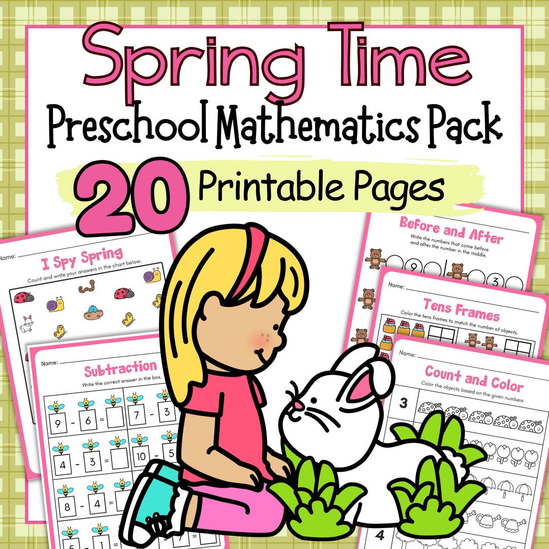 Spring Math Set of Easy Activities for Preschool | Printable Early ...