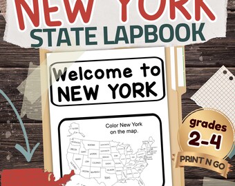 New York State Lapbook: Printable Geography and History Notebook Pages Pack