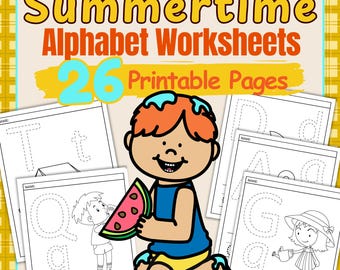 Summer Alphabet Worksheets for Preschool | Letter Tracing A-Z | Printable ABC Practice | Summer Learning Printouts for Kids