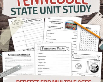 Tennessee State Worksheet Pack: Printable Geography and History Unit Study Kit