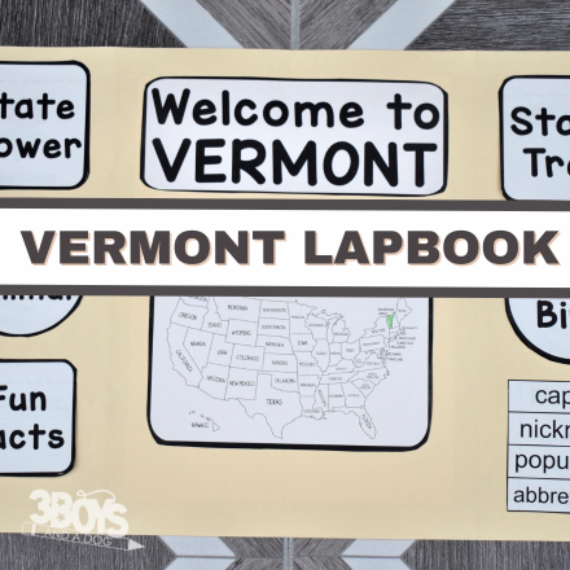 Vermont State Lapbook: Printable Geography and History Notebook Pages ...