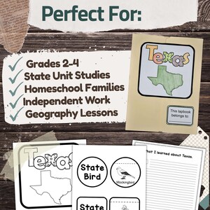 Texas State Lapbook: Printable Geography and History Notebook Pages ...
