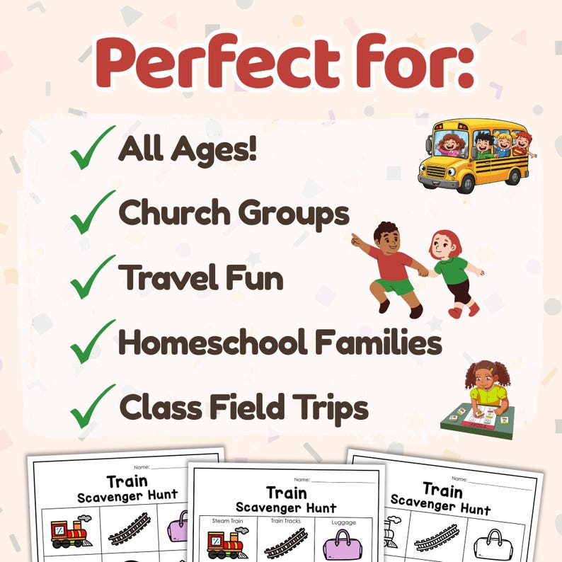 Train Ride Easy Scavenger Hunt Printable | Kids Activity | No Prep Game ...