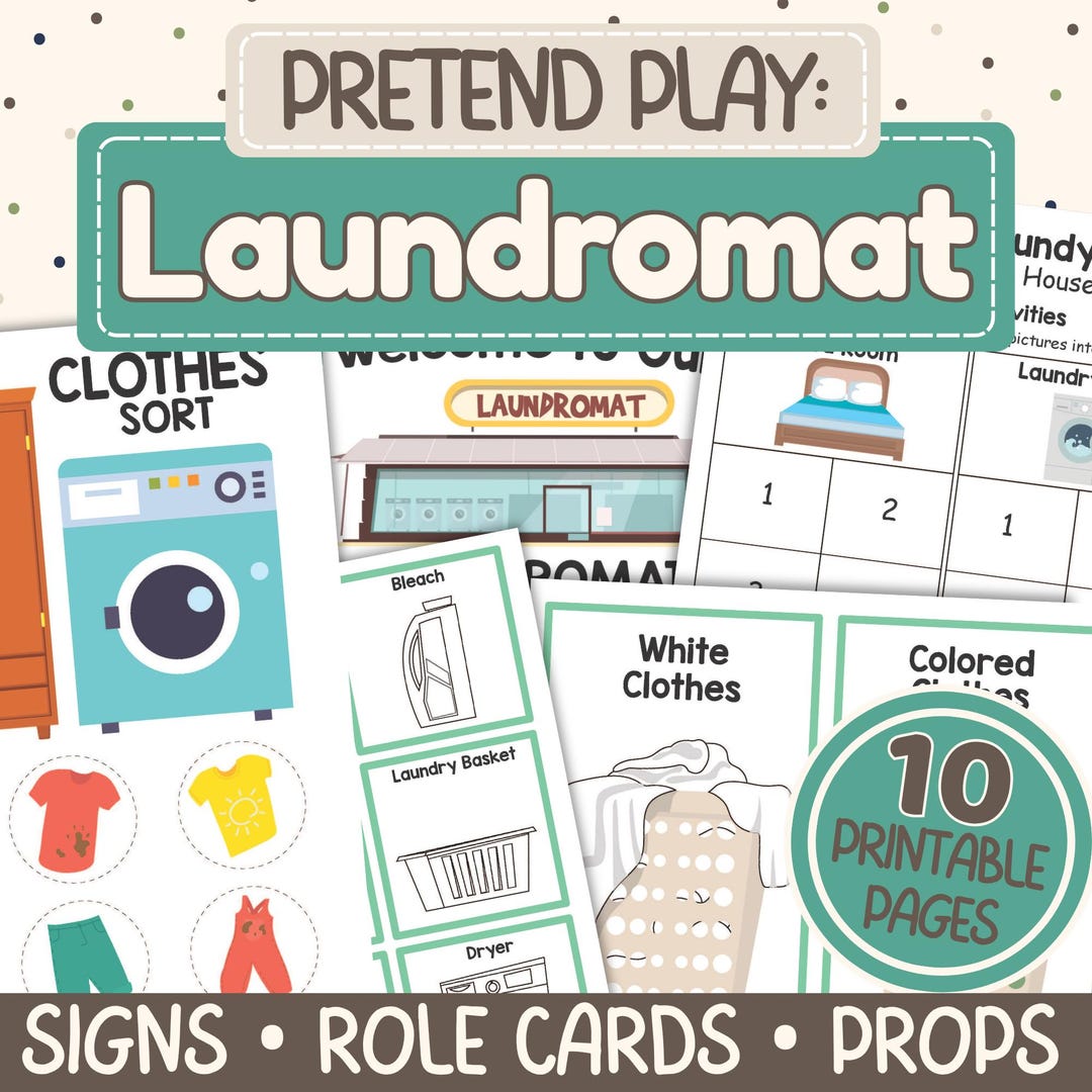 Laundromat Pretend Play Set for Kids | Dramatic Play Laundry Shop ...