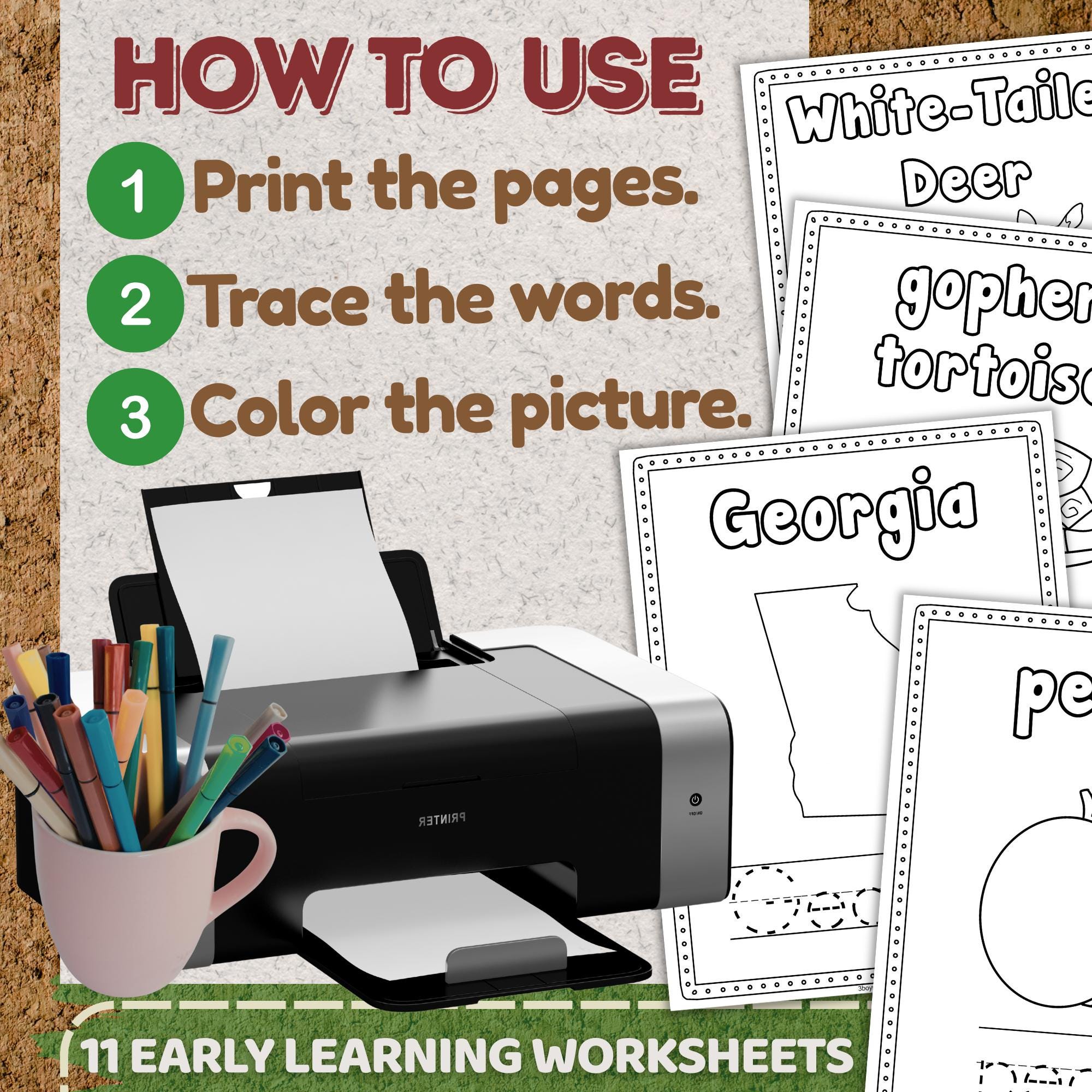 Georgia Preschool Worksheets | State Symbols Prek Kindergarten Social ...