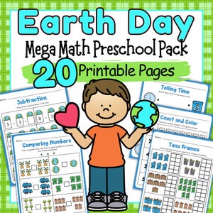 Earth Day Math Set of Easy Activities for Preschool | Printable Early Maths Worksheets