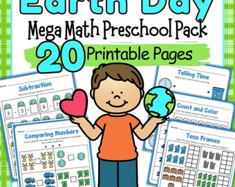 Earth Day Math Set of Easy Activities for Preschool | Printable Early Maths Worksheets
