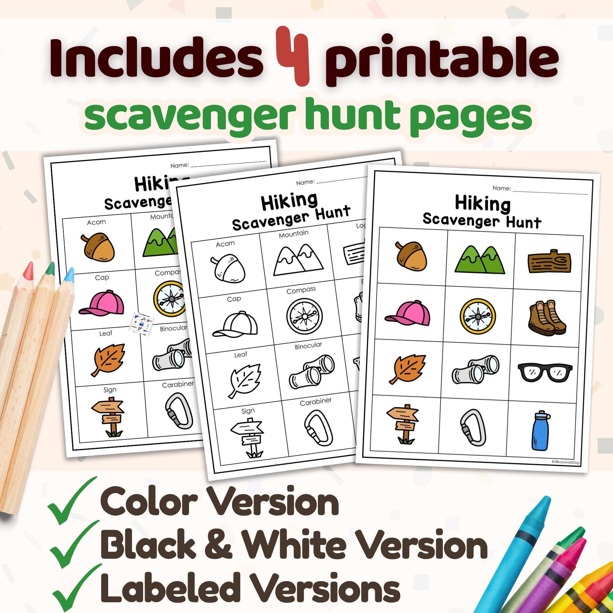 Hiking Easy Scavenger Hunt Printable | Kids Activity | No Prep Game - Etsy