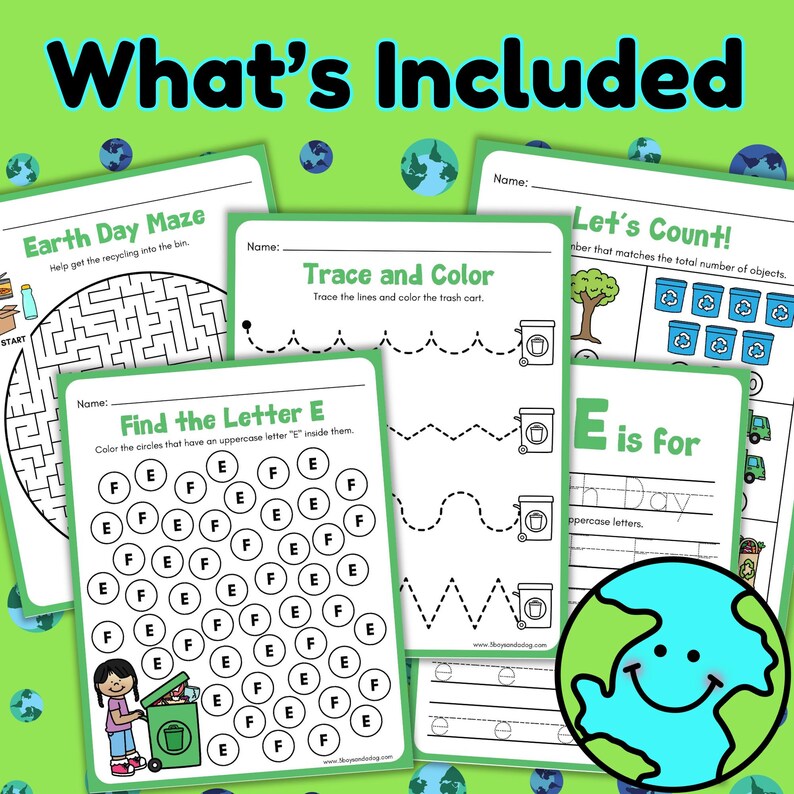 Earth Day Preschool Worksheets | Mini Printable Activity Pack | Early ...
