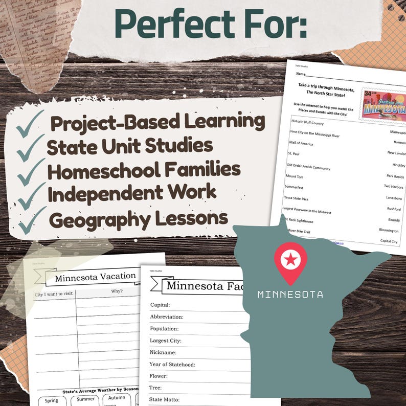 Minnesota State Worksheet Pack: Printable Geography and History Unit ...