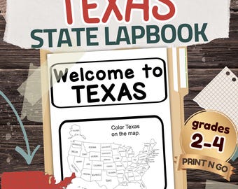 Texas State Lapbook: Printable Geography and History Notebook Pages Pack