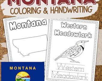 Montana Preschool Worksheets | State Symbols PreK Kindergarten Social Studies | Coloring & Handwriting
