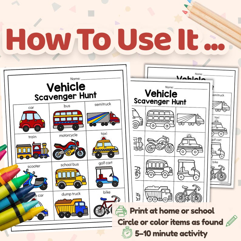 Train Ride Easy Scavenger Hunt Printable | Kids Activity | No Prep Game ...