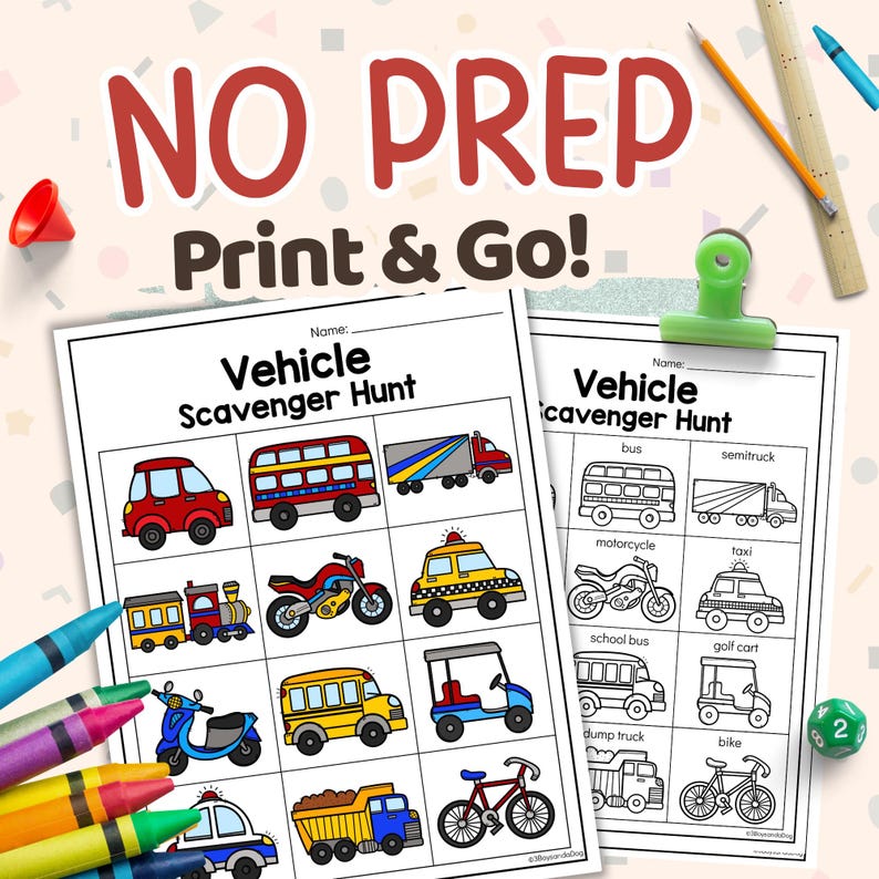 Train Ride Easy Scavenger Hunt Printable | Kids Activity | No Prep Game ...