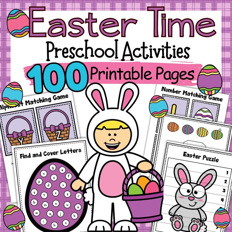 Preschool Worksheets Easter Bundle: 100 Printable Pages Alphabet ...