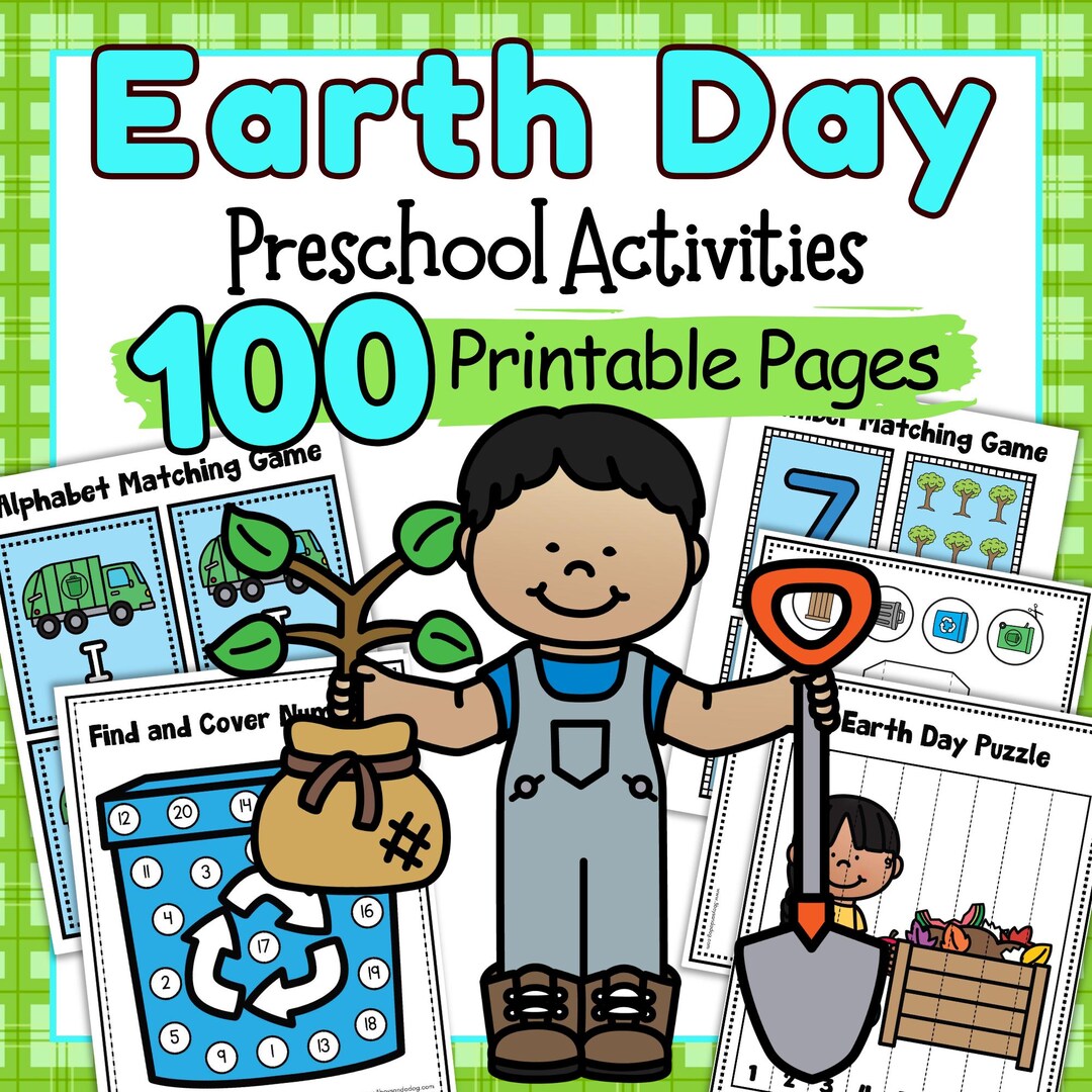 Preschool Worksheets Earth Day Bundle: 100 Printable Pages Alphabet ...