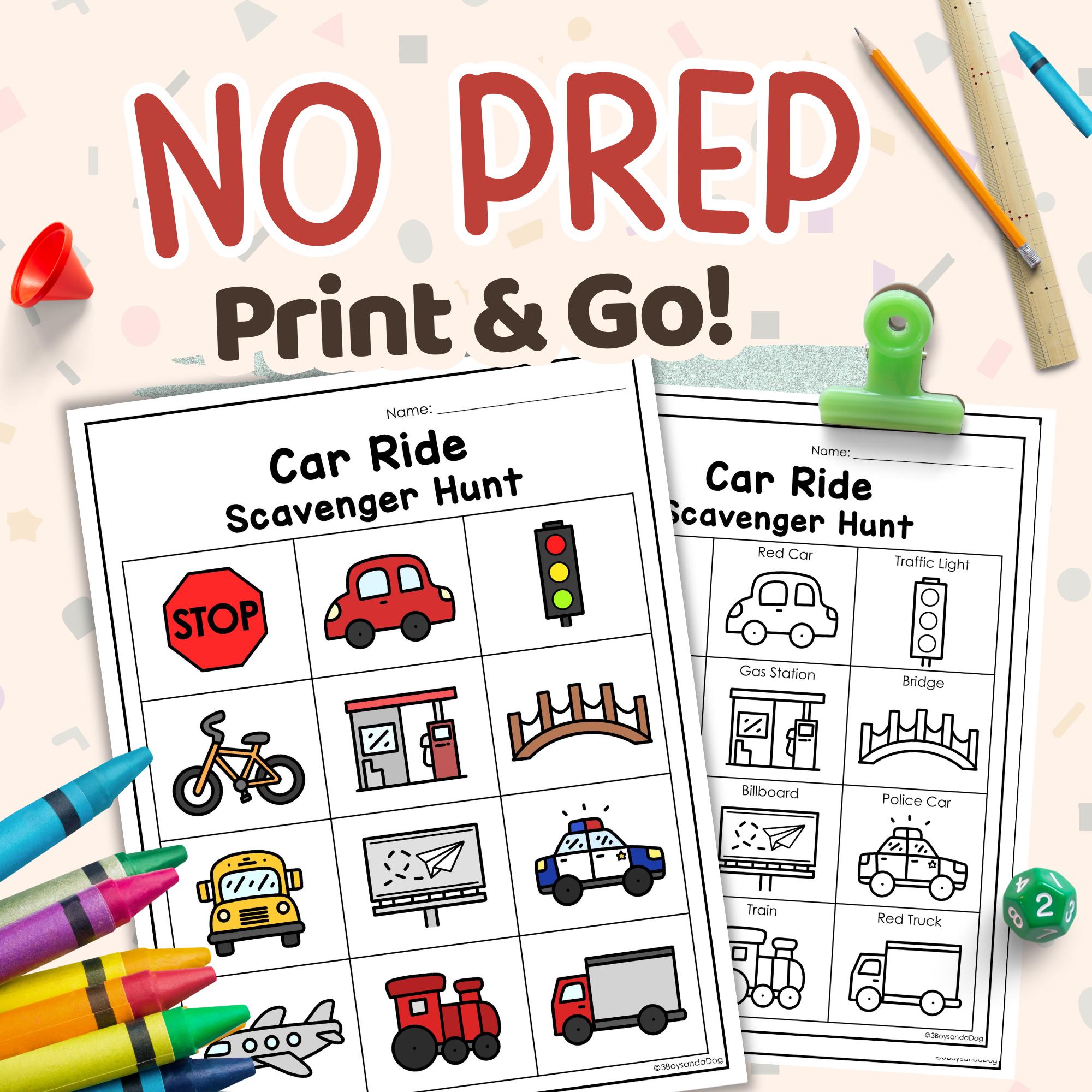 Car Ride Easy Scavenger Hunt Printable | Kids Activity | No Prep Game ...