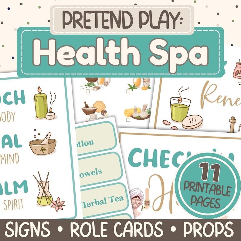 Spa Pretend Play for Kids | Health Wellness Dramatic Play Kit ...