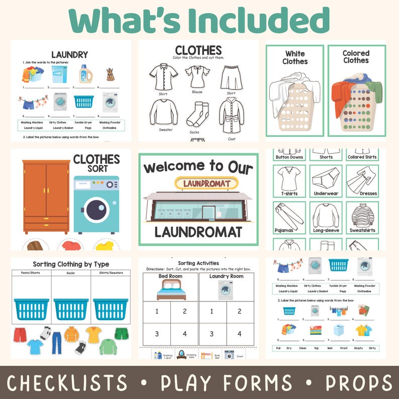 Laundromat Pretend Play Set for Kids | Dramatic Play Laundry Shop ...